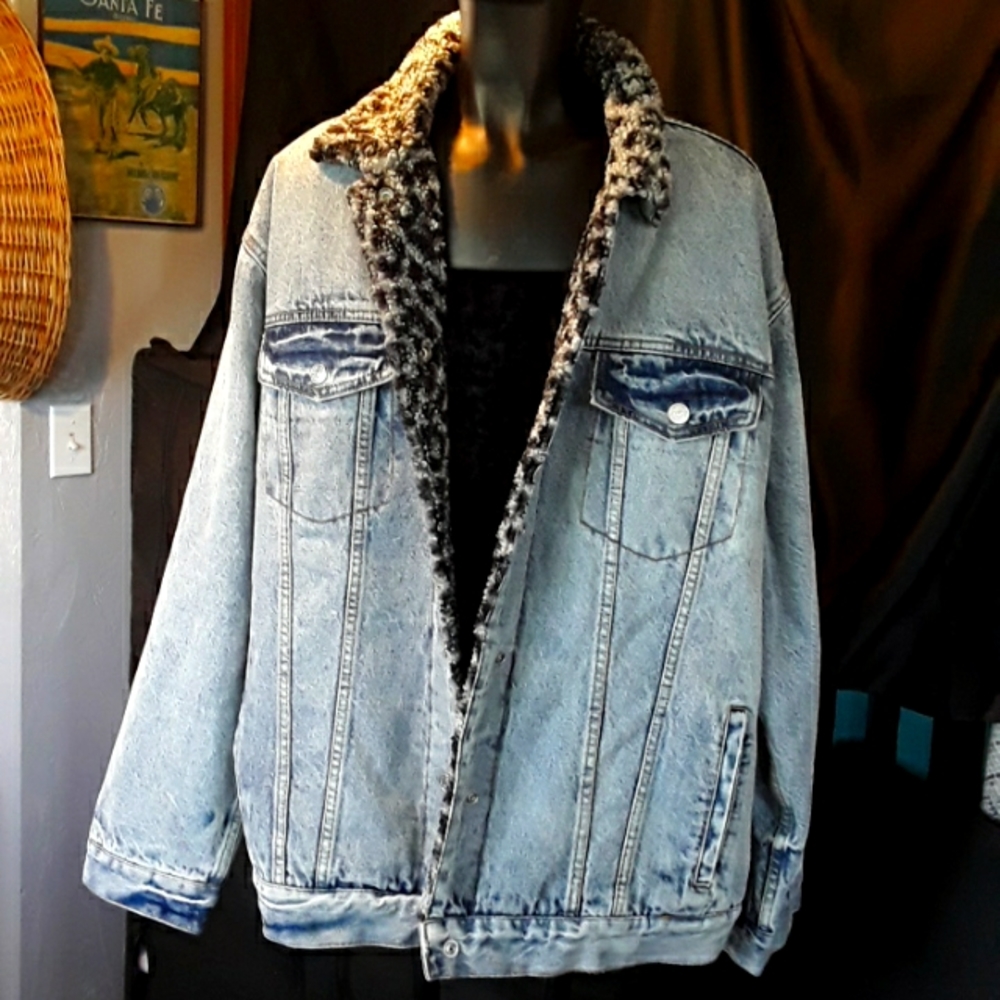 faux fleece lined denim jacket